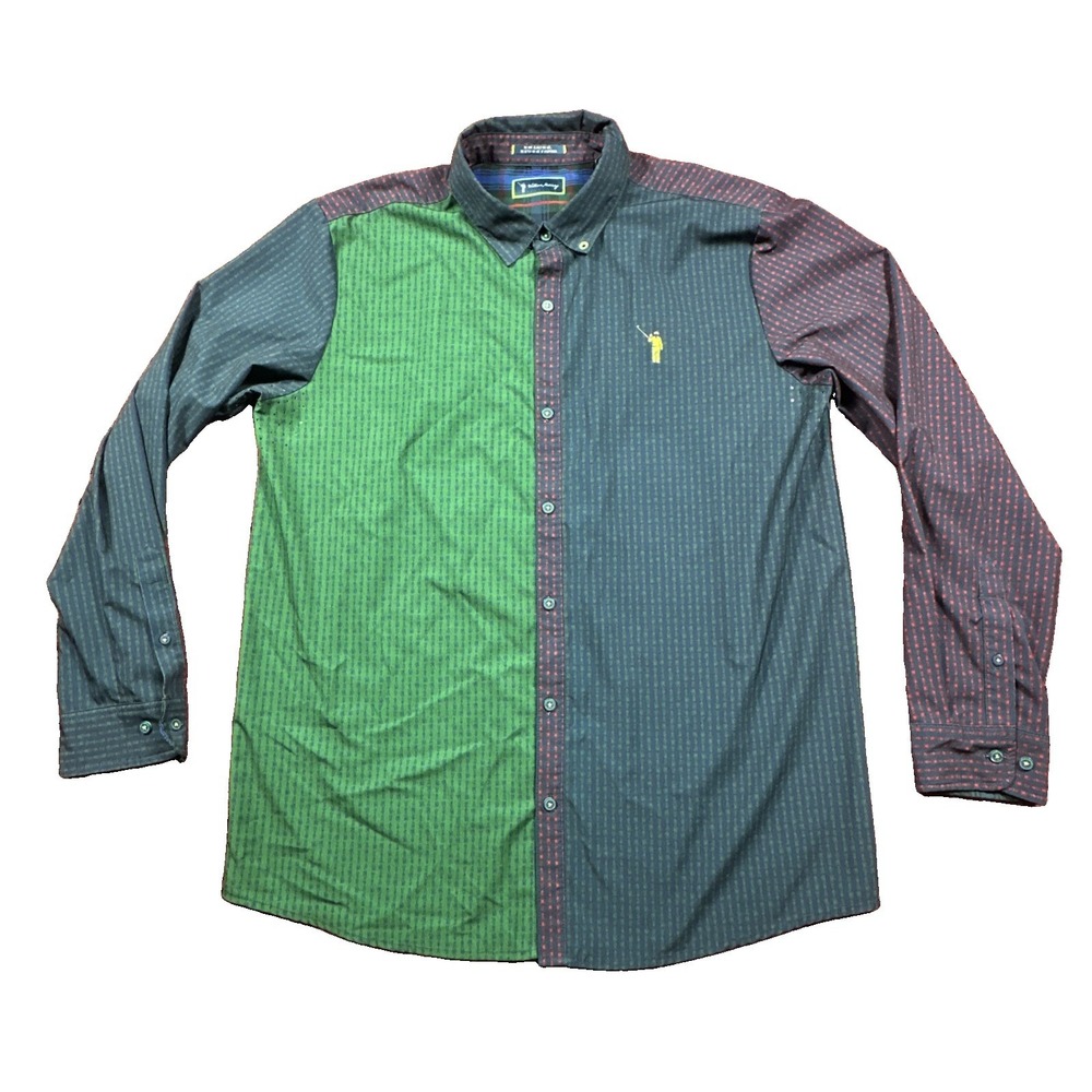 William Murray Men's Large Vented Long Sleeve Button Down Shirt Multicolor Golf
